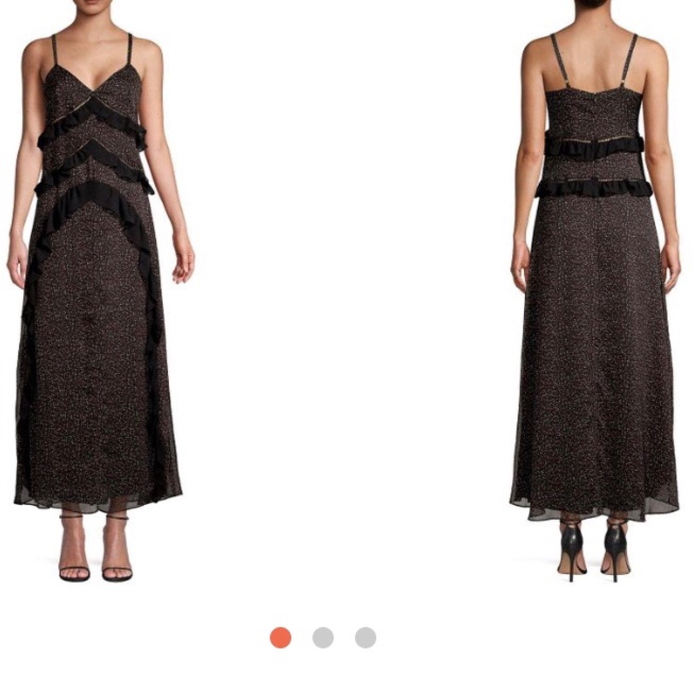 Beautiful Rachel Roy dress NWT floral print black boho hippie maxi dress Volant